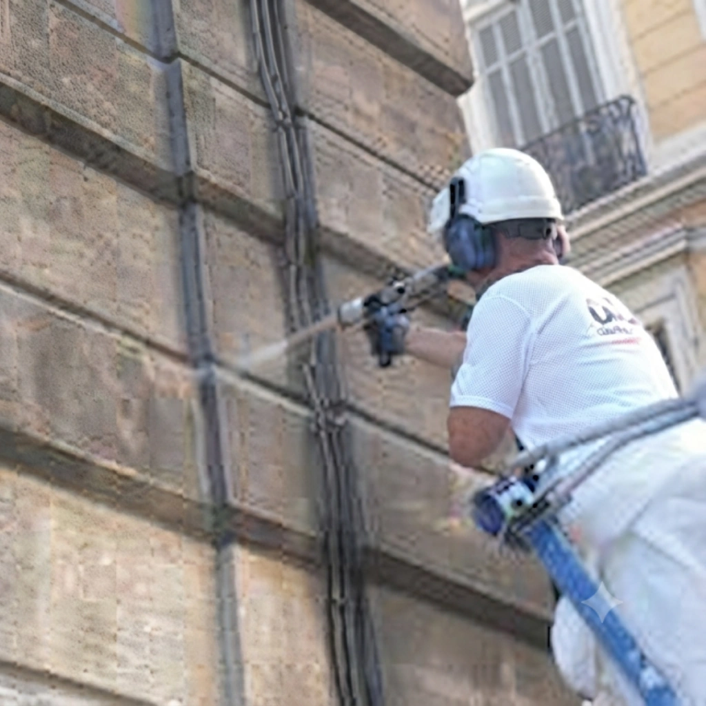 Dry ice grit blasting on constructions