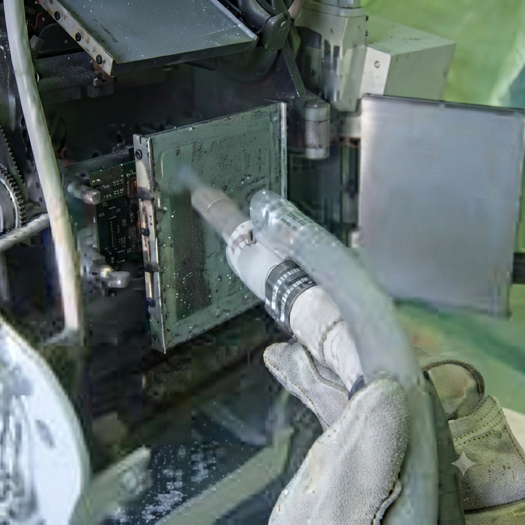 Dry ice grit blasting in food processing
