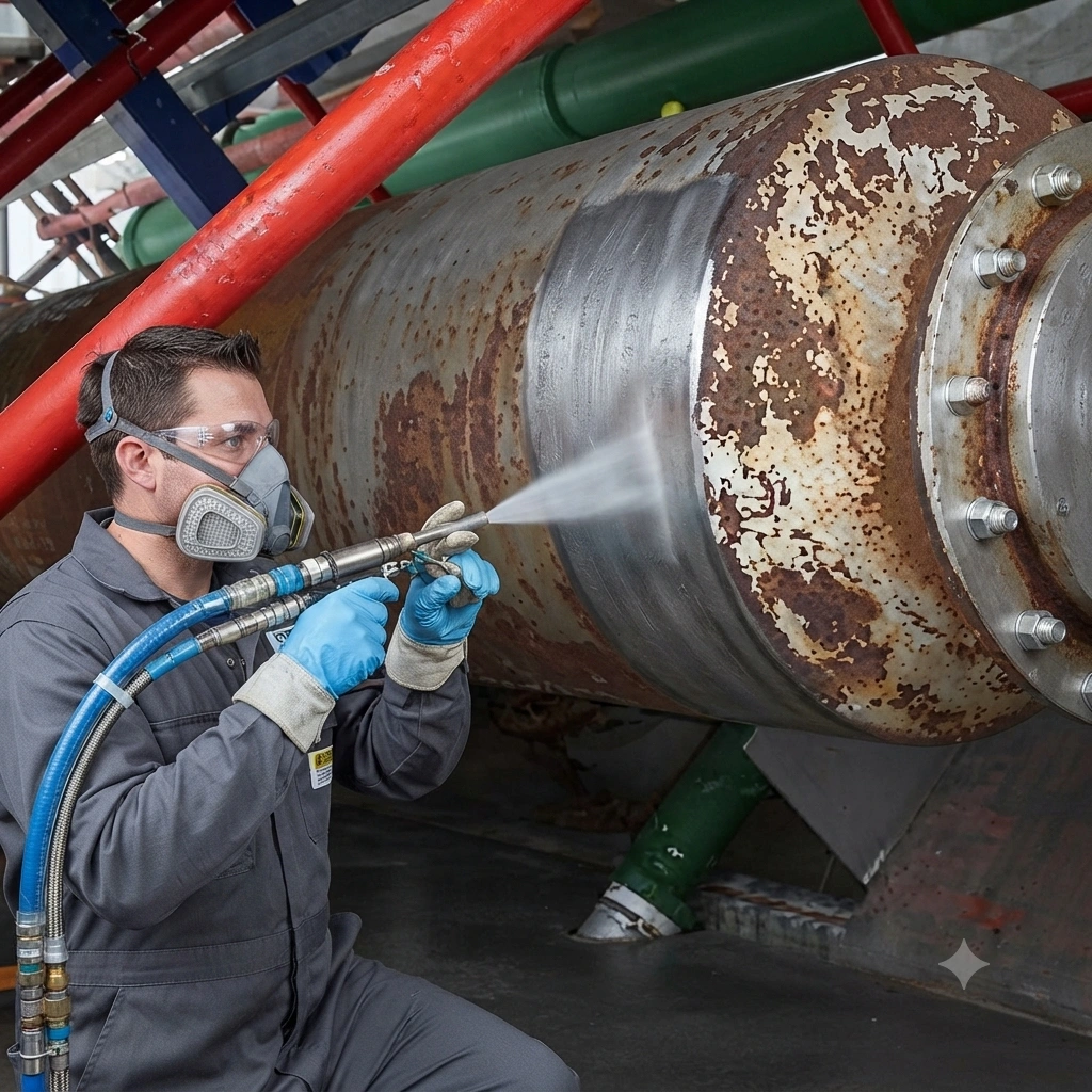 Removing rust from chemical equipment